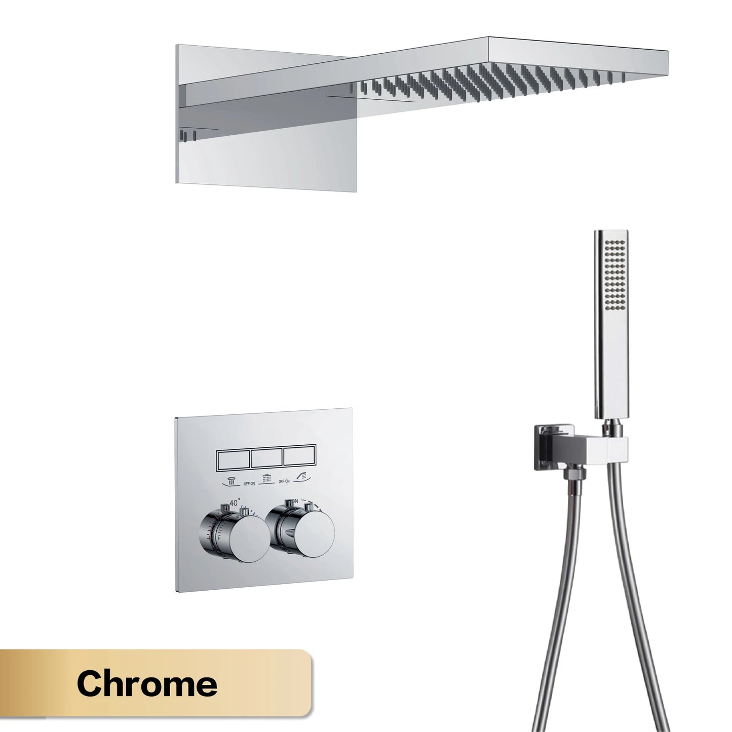 AITANA Luxury gun gray brass thermostatic shower system with wall mounted design Embedded faucet for hot and cold water bathroom
