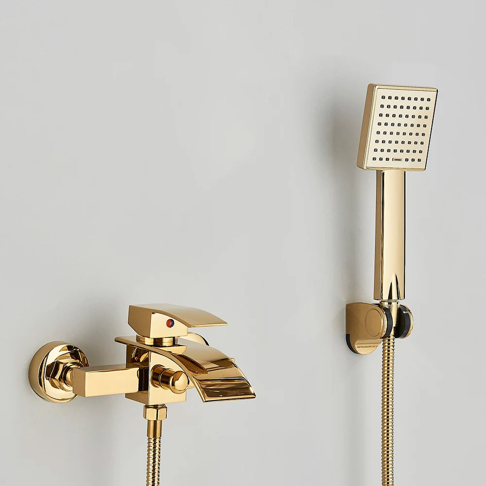 Matte Black Bathroom Faucet 2 Function Bathtub Facuet  Wall Mounting Cold and Hot Shower Faucet