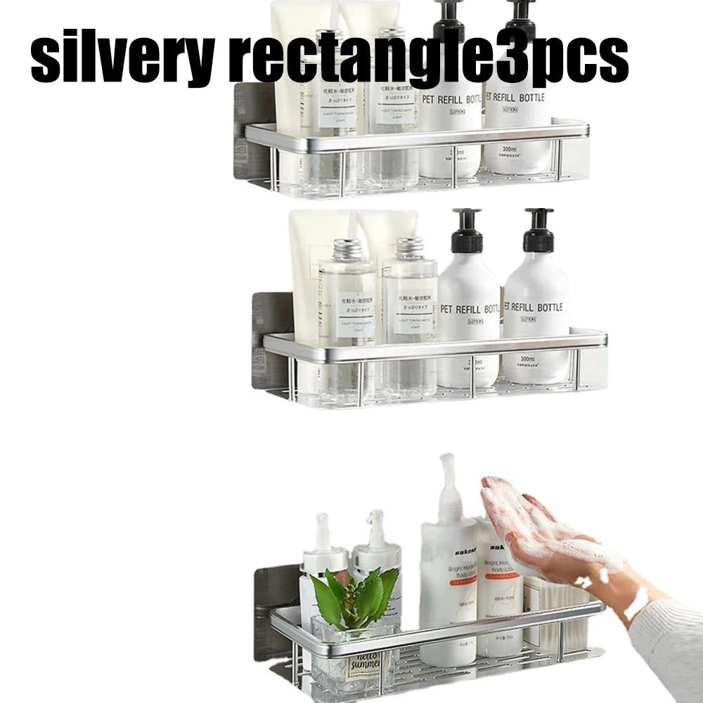 Wall Hanging Corner Rectangular Rack Bathroom Shelf Towel Rack Shelves Wall Shower Shampoo Rack No Drill Shelf Tripod