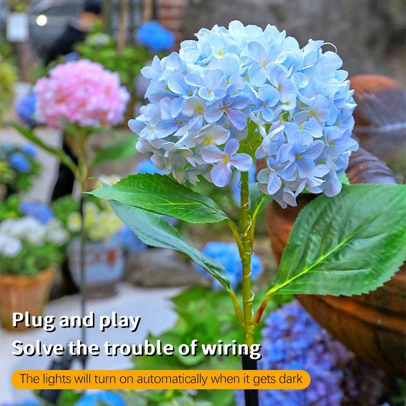 Solar Garden Lights Outdoor Waterproof LED Hydrangea Flower Light Villa Courtyard Decoration Lawn Landscape Lighting Solar Lamp