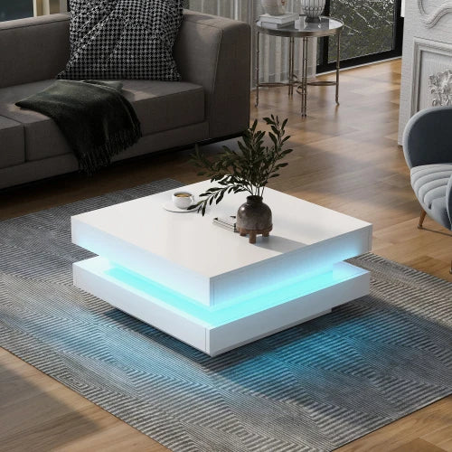 70 L x 35,5 H x 70 B (cm) Coffee table, Black high gloss living room table, side table with drawers and golden accents