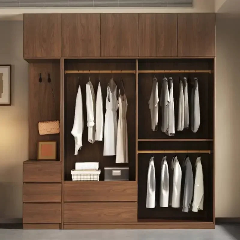 Aesthetic Luxury Orgnizer Wardrobes Wood Modular Stylish Wooden Wardrobe Bedroom Shelves Display Armario Ropero Furniture