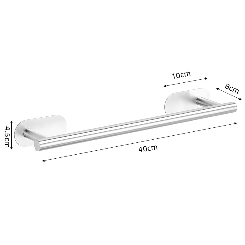 No Drilling Stainless Black Silver Towel Bar Self-adhesive Hook Paper Holder Towel Ring Brushed Gold Bathroom Accessories Set