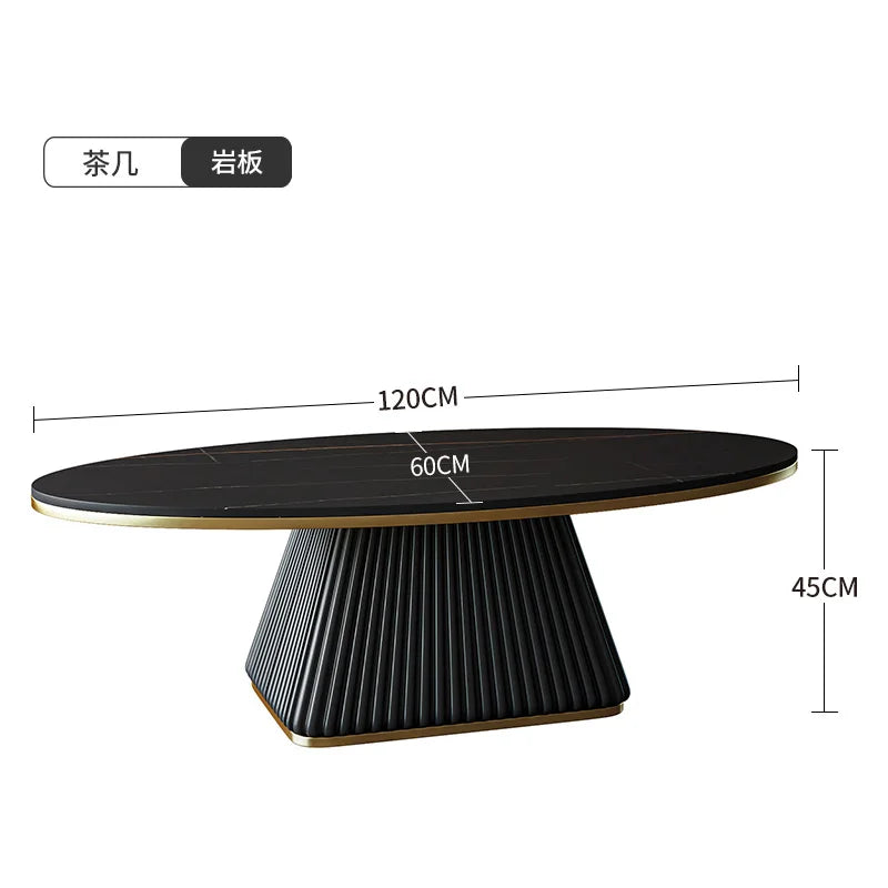 Light luxury model room coffee table designer minimalist modern living room small apartment household oval rock plate coffee tab