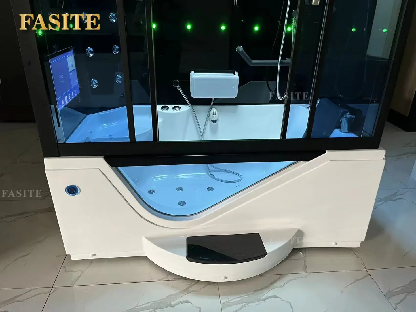 Superior Rectangular overall shower room, bathtub, integrated with foot pedal, wet steaming, surfing, massage bathtub
