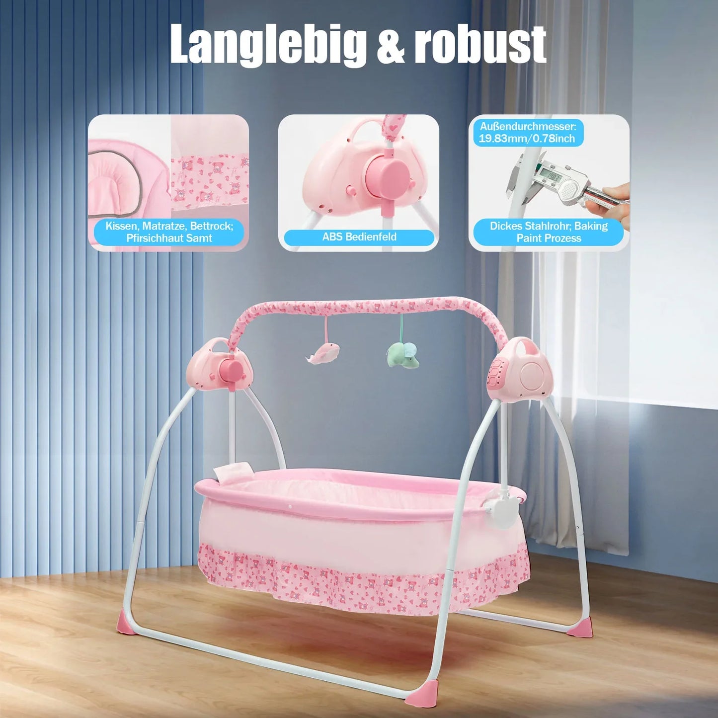 0-18 Months 25kg Electric Baby Crib Cradle Infant Rocker Auto Swing Bed Baby Cradle 5 Gear Speed Adjustment