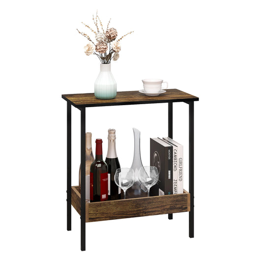 Side Table Coffee Table with 2 Shelves Sofa Console Table with Storage Space for Corner Living Room Bedroom