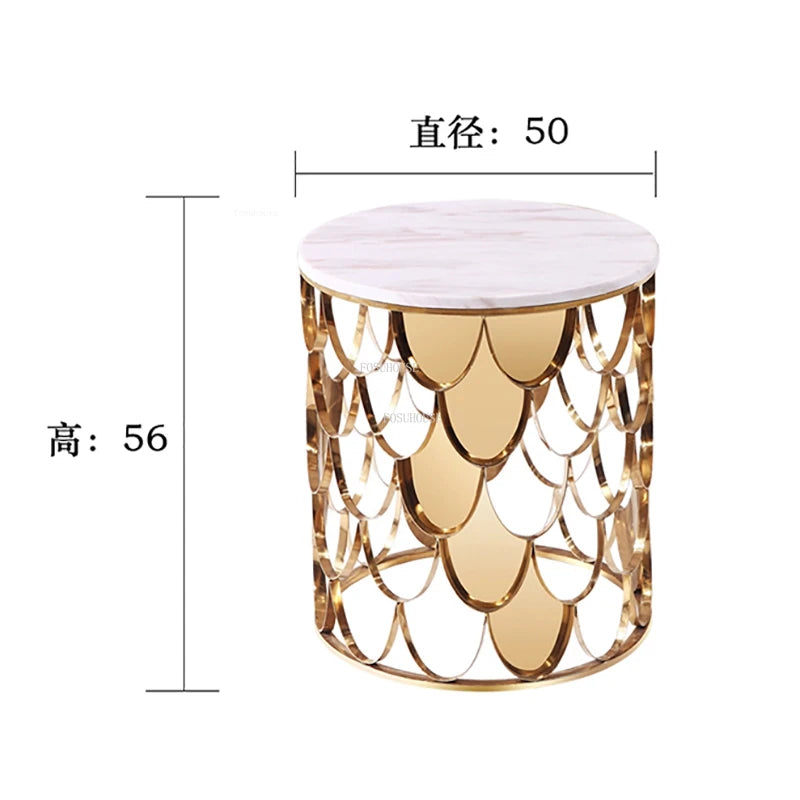 Nordic Light Luxury Metal Coffee Tables Home Furniture Living Room Designer Fish Scale Side Table Bedroom Creative Bedside Table