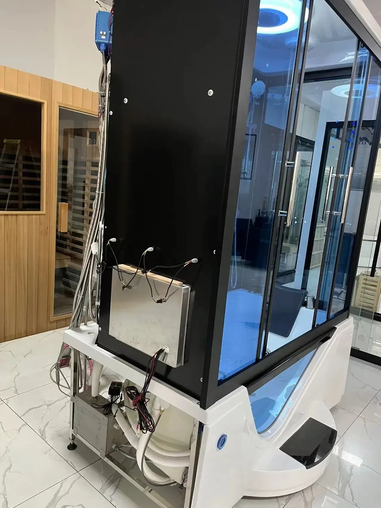 Superior Rectangular overall shower room, bathtub, integrated with foot pedal, wet steaming, surfing, massage bathtub