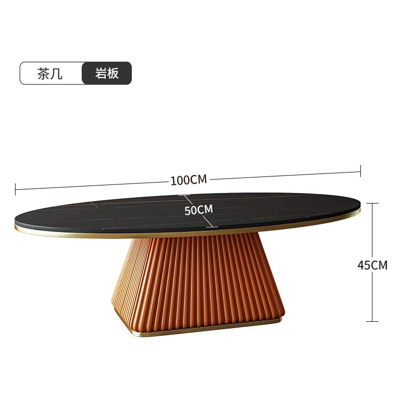 Light luxury model room coffee table designer minimalist modern living room small apartment household oval rock plate coffee tab