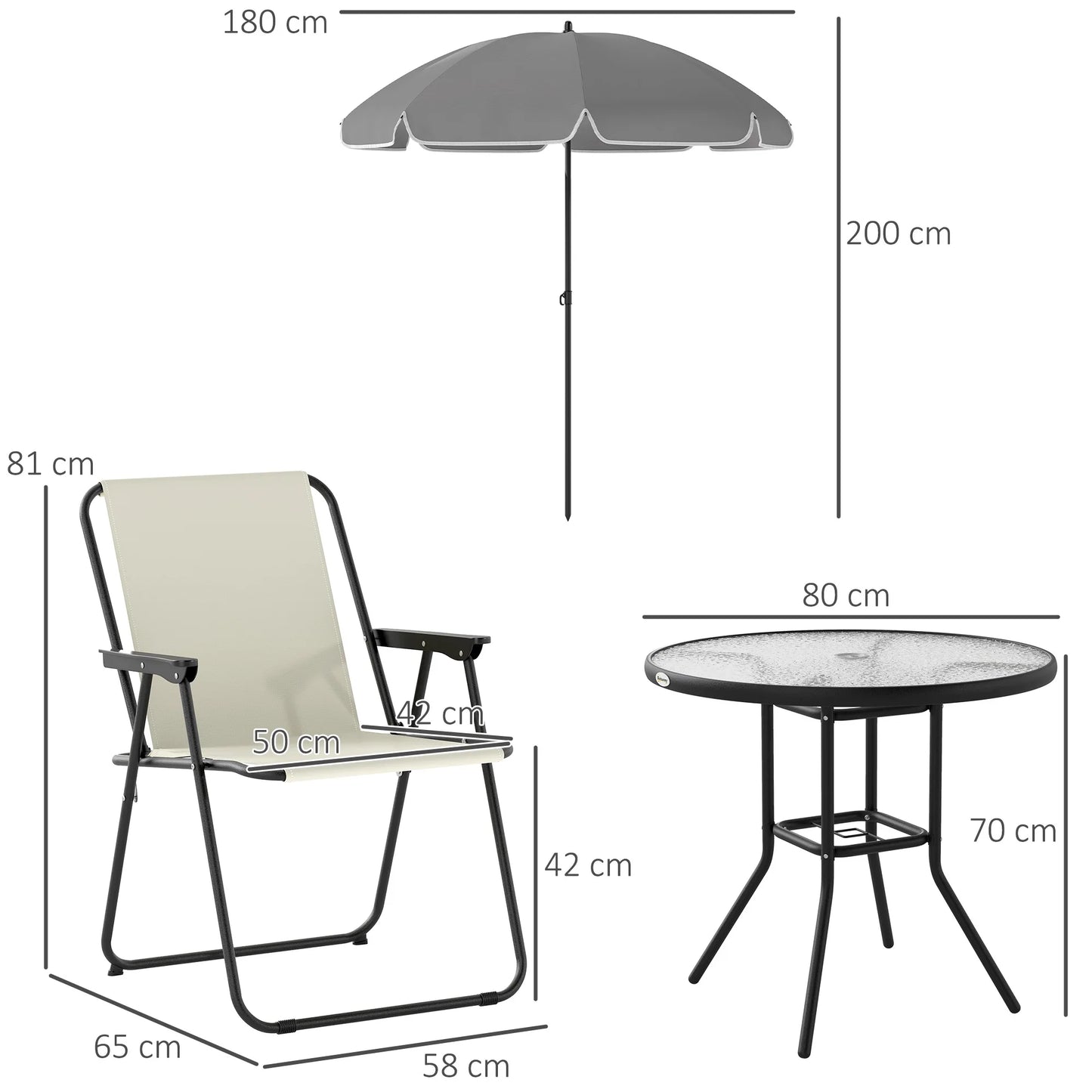 Outsunny 6-piece garden table and chair set with chairs table and Parasol