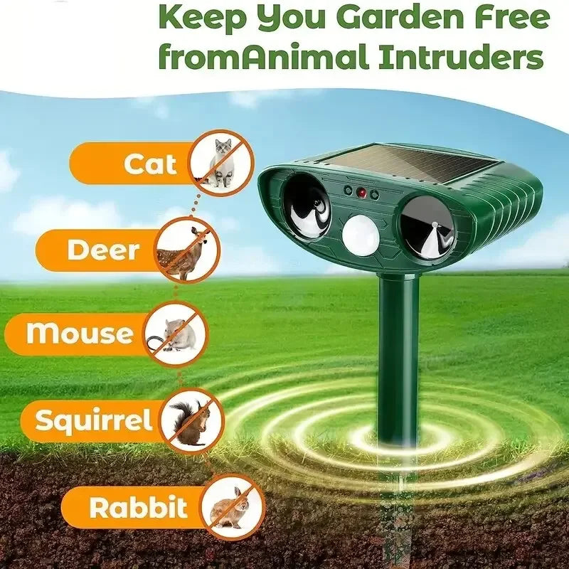 Ultrasonic Animal Repellant Cat Dog Repellant Solar Powered PIR Motion Detector Garden Waterproof Animal Deterrent For Farm Yard