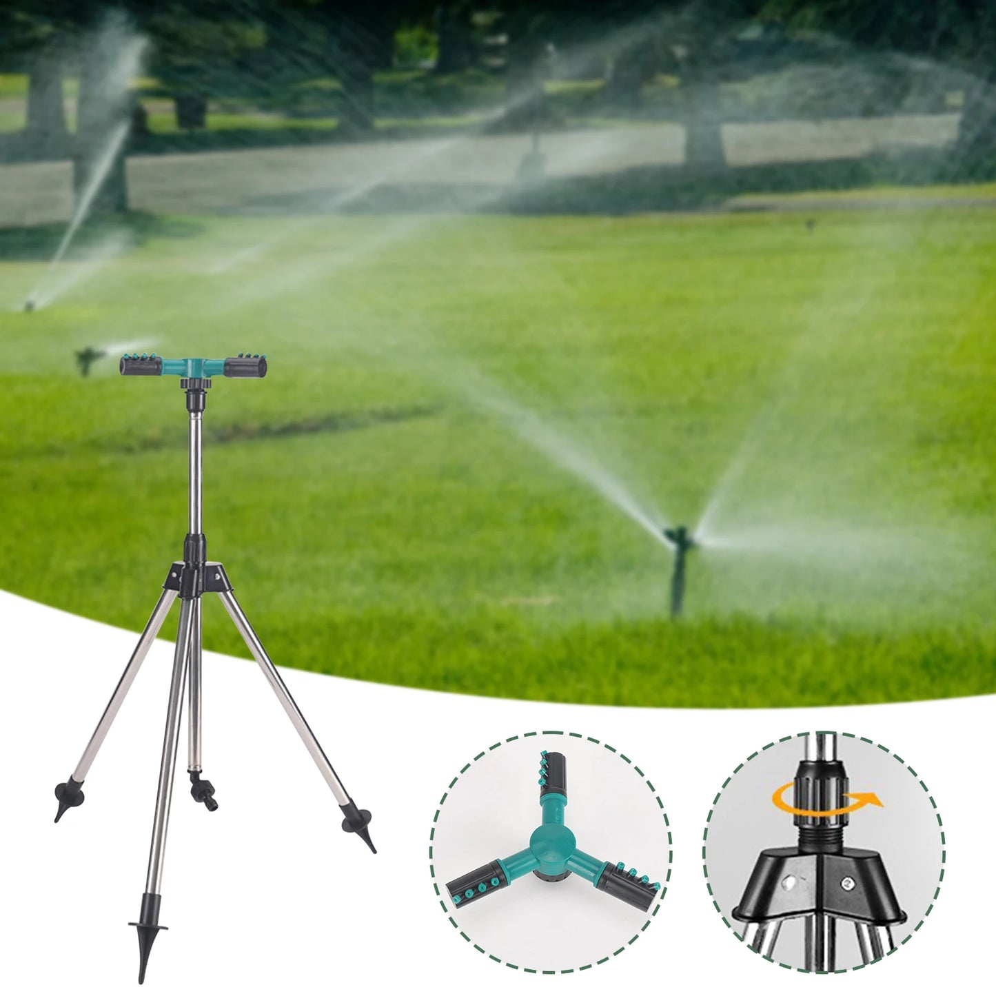 Lawn Tripod Sprinkler Telescopic Tripod Auto Rotating Sprinkler For Efficient Lawn Garden Watering