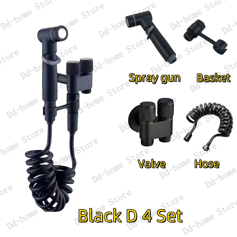 Handheld Bidet Spray Gun Portable High Pressure Bidet Spray Gun Set Bathroom Cleaning Women's Washing Toilet Accessories