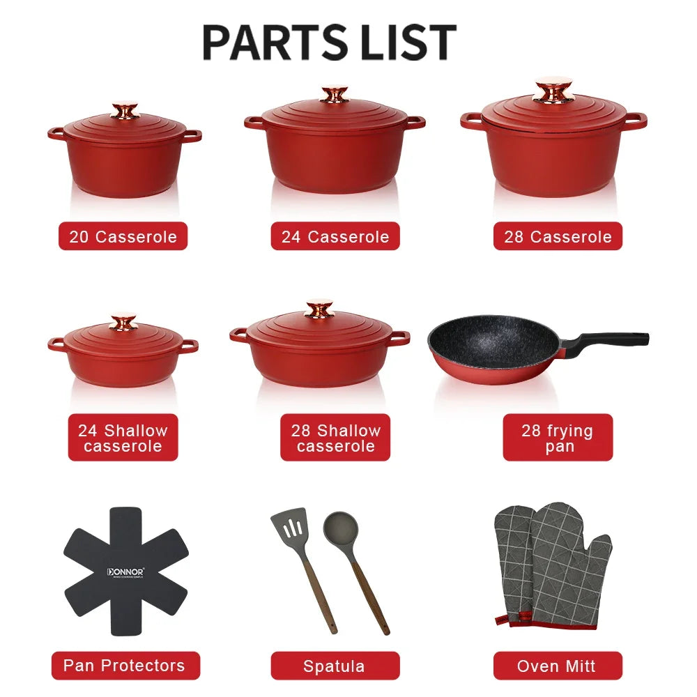DONNOR Best Ceramic Non-Stick Frying Pan Cookware 18 Piece Set Scratch-Resistant Reusable with Lid and Spatula Dishwasher-Safe
Kochtöpfe,Topf Set