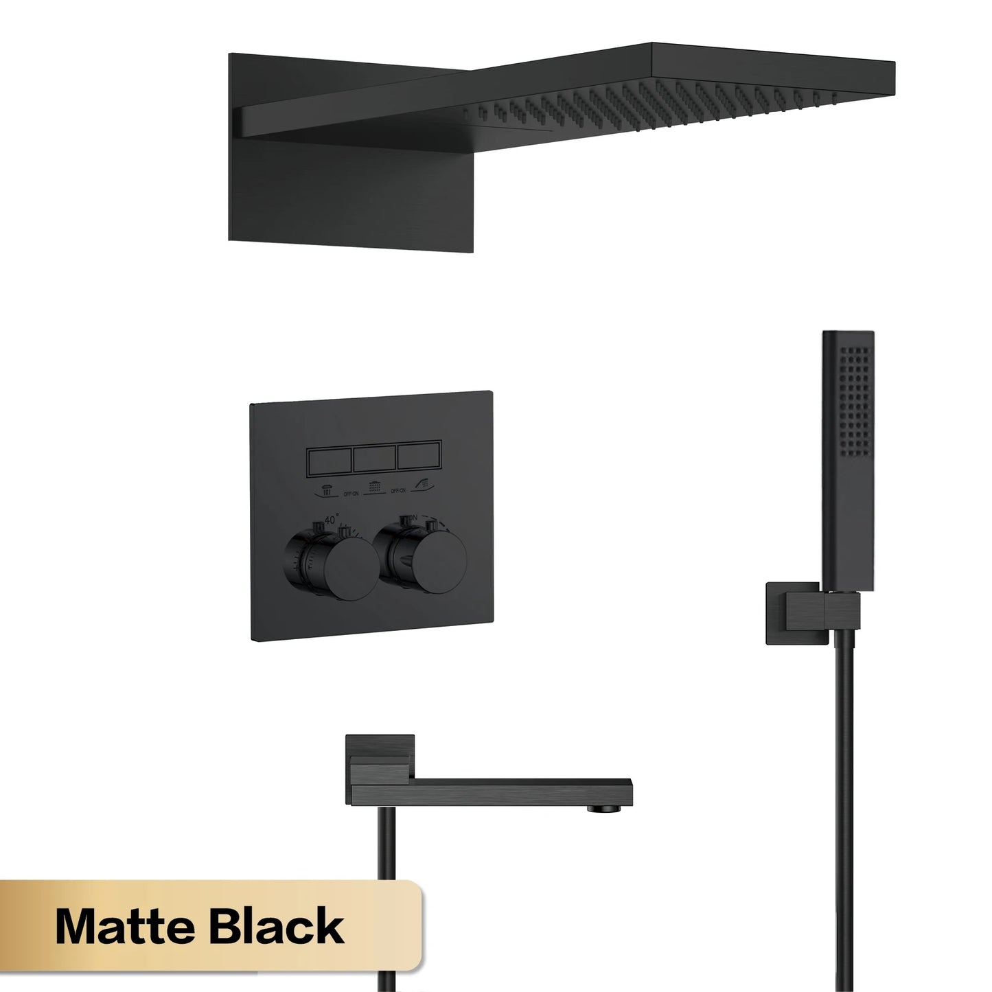 AITANA Luxury gun gray brass thermostatic shower system with wall mounted design Embedded faucet for hot and cold water bathroom