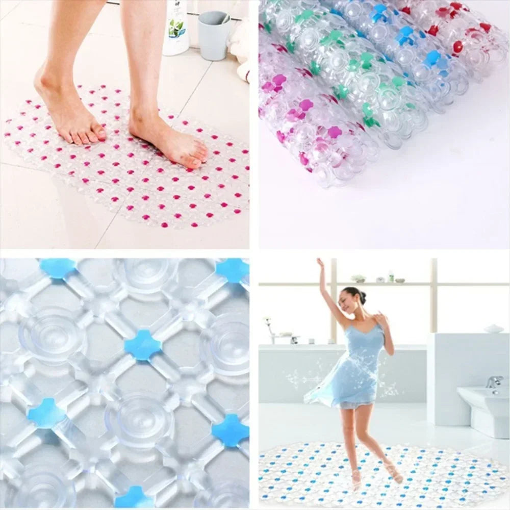 Hot PVC Anti-skid Bath Mats Soft Anti-slip Shower Mat Massage Mat with Suction Cup Non-slip Bathtu Bath Mat Bathroom Accessories