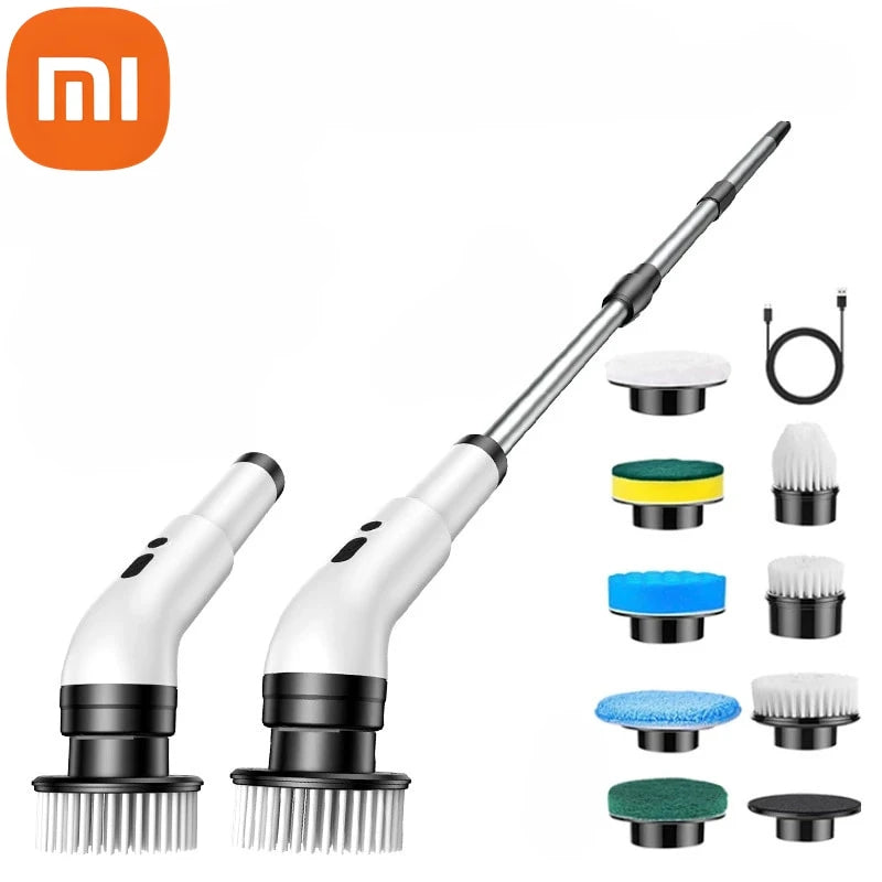 Xiaomi Electric Cleaning Brush Long Handle Mop Brush Household Extended Telescopic Pole Kitchen Bathroom Toilet Cleaning Tool