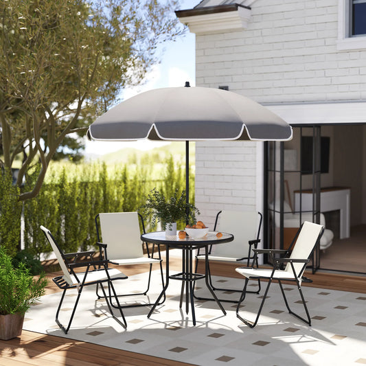 Outsunny 6-piece garden table and chair set with chairs table and Parasol