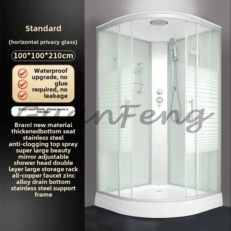 Prefabricated Bathroom Overall Room Pulley Glass Fan-Shaped Partition Bath Home Integrated Closed Bath Room