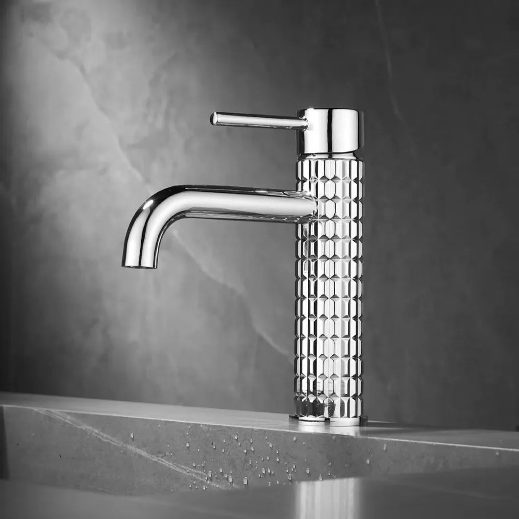 Brass bathroom basin faucet diamond single handle design high-end hotel cold and hot dual control basin high & low faucet