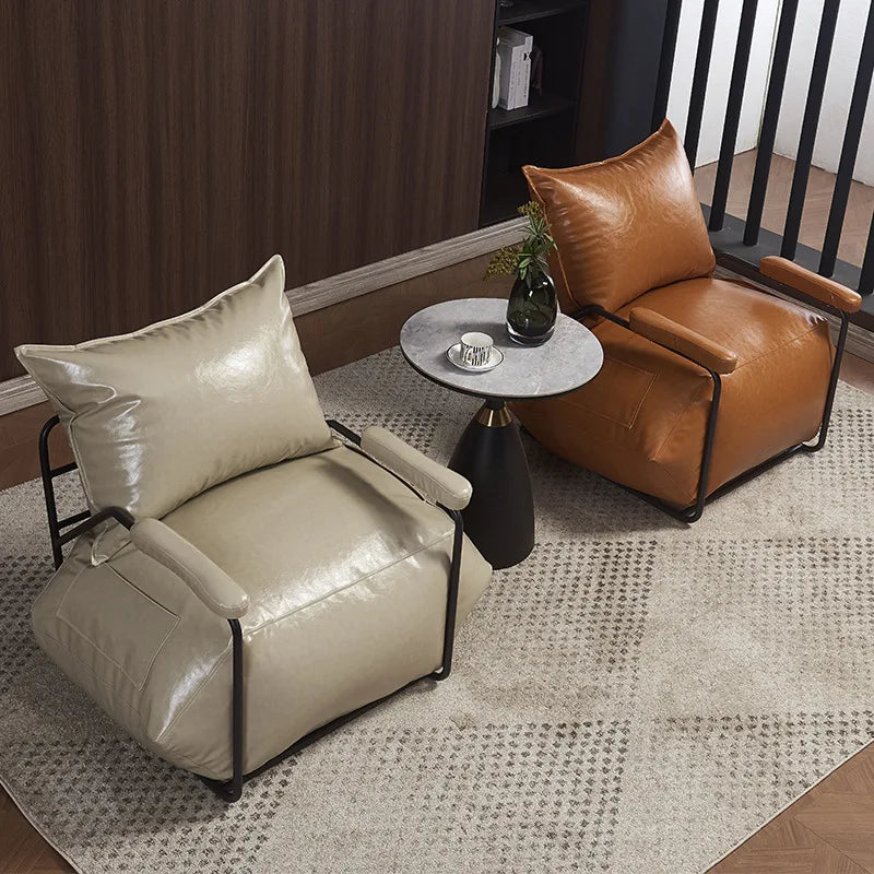 FULLLOVE Retro Lazy Living Room Sofas Chair Industrial Iron Single Bean Bag Chair Simple Luxury Balcony Leisure Lounge Chair New