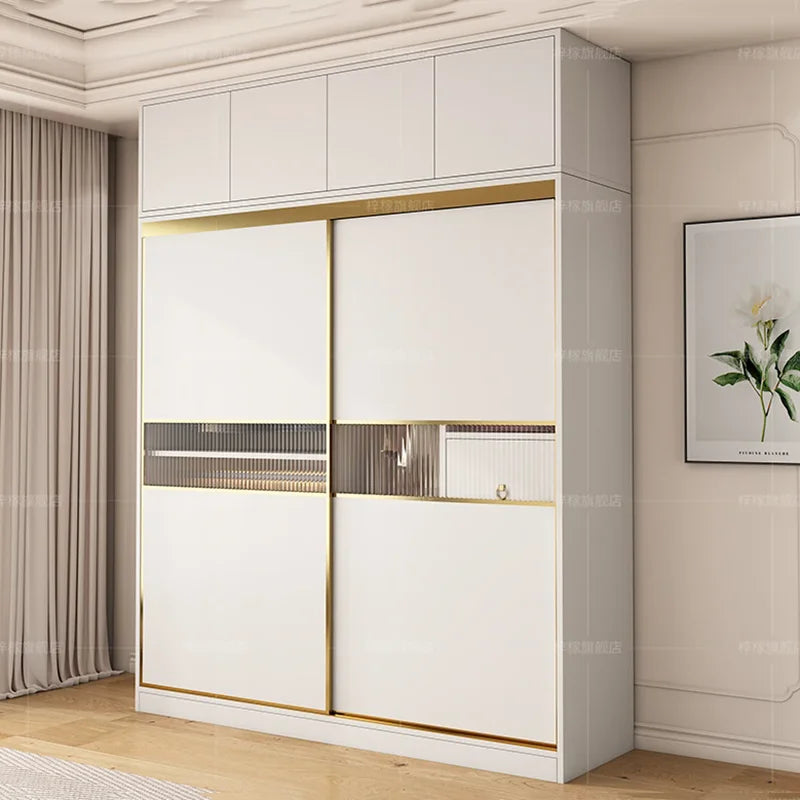 Bedroom Sliding Doors Wardrobe Storage Multifuncion Wooden Bedroom Wardrobe Portable Partitions Vestidores Unique Furniture