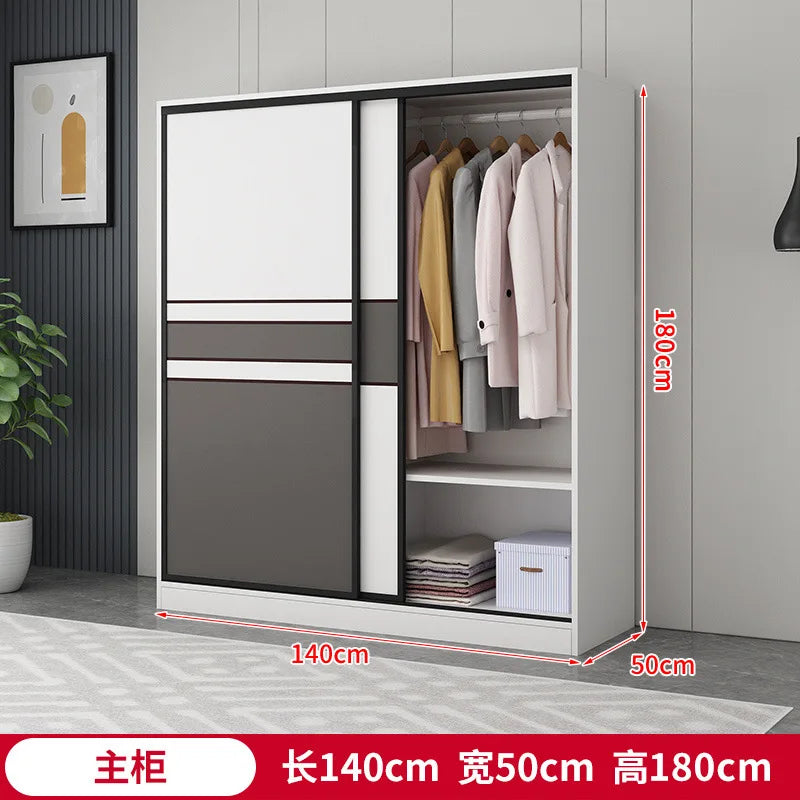 Wardrobe Home Bedroom Simple Assembly Sliding Door Wardrobe Rental Room Children's Modern Simple Small Storage Cabinet