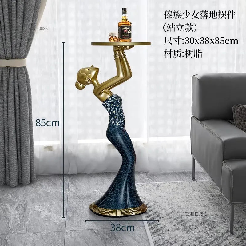 Designer Resin Coffee Tables Light Luxury Floor-standing Ornaments Home Living Room Sofa Side Table Artistic Home Decorations AA