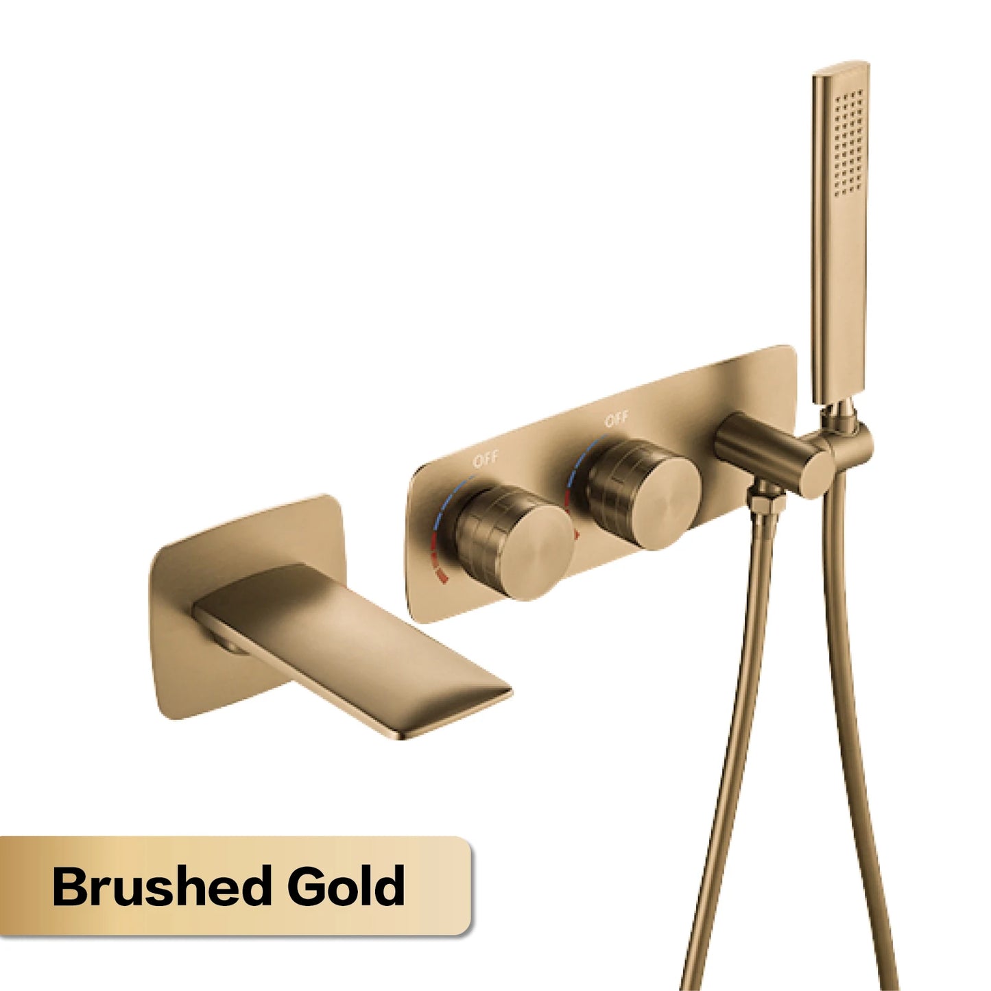 Luxury gun gray brass bathroom faucet wall-mounted design two-handle double-control waterfall bathtub cold & hot control Tap