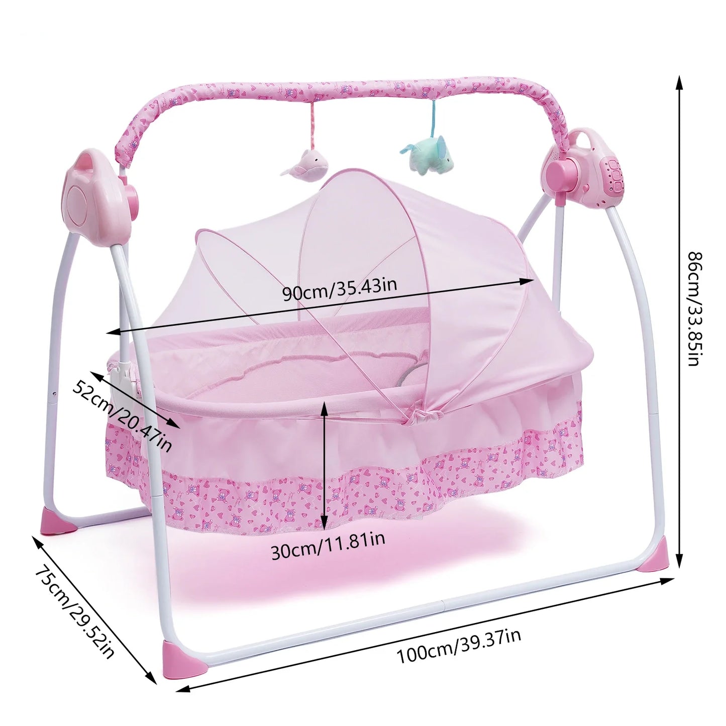 0-18 Months 25kg Electric Baby Crib Cradle Infant Rocker Auto Swing Bed Baby Cradle 5 Gear Speed Adjustment