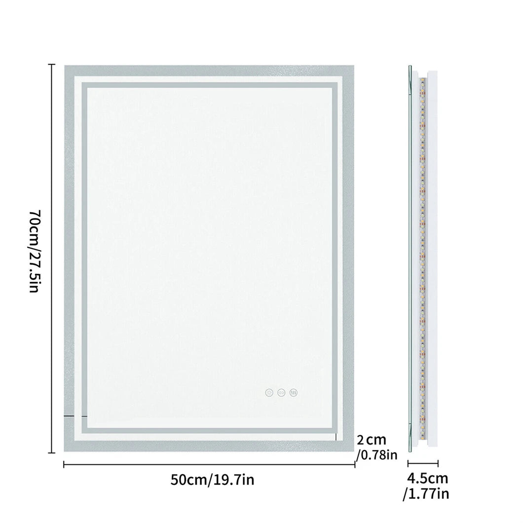 LED Bathroom Mirror 3 Size Dimmable Wall Mounted Mirror Rectangle Makeup Mirror Demist, Vertical/ Horizontal Backlit, IP65 Rated