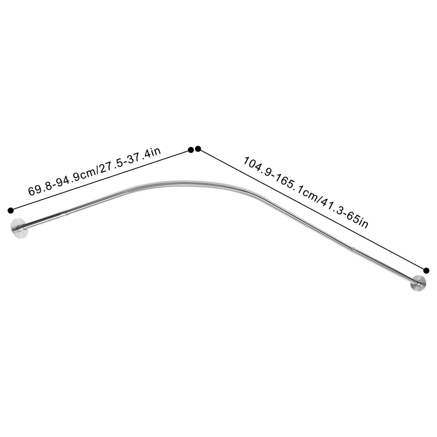 Shower Curtain Rail, Adjustable Shower Curtain Angle Rod, Shower Rod for Bathroom Bathtub