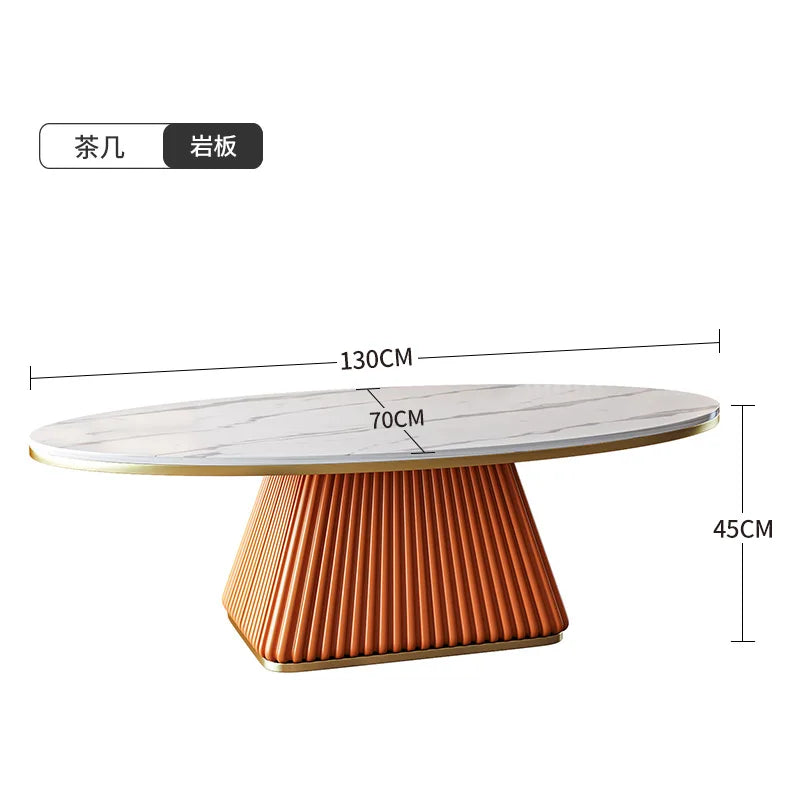 Light luxury model room coffee table designer minimalist modern living room small apartment household oval rock plate coffee tab