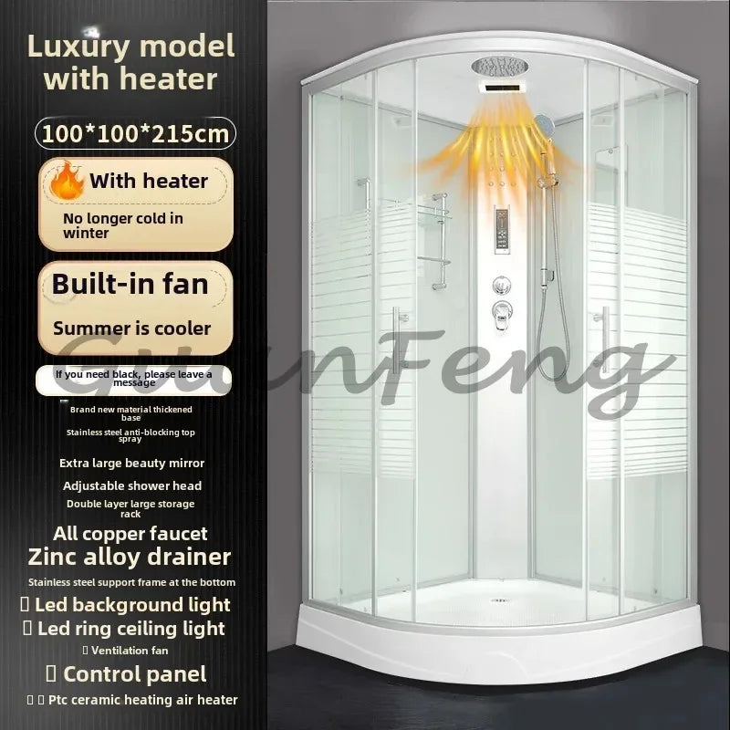 Prefabricated Bathroom Overall Room Pulley Glass Fan-Shaped Partition Bath Home Integrated Closed Bath Room