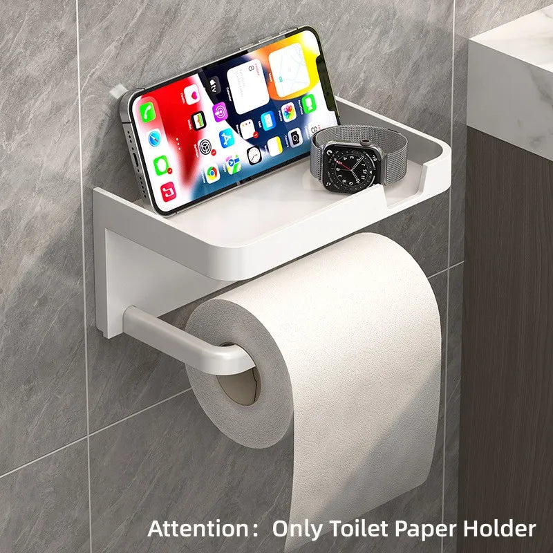 Wall Mounted Toilet Paper Holder Rustproof Thickened Plastic Storage Rack For Bathroom Kitchen Toilet Paper Roll Holder