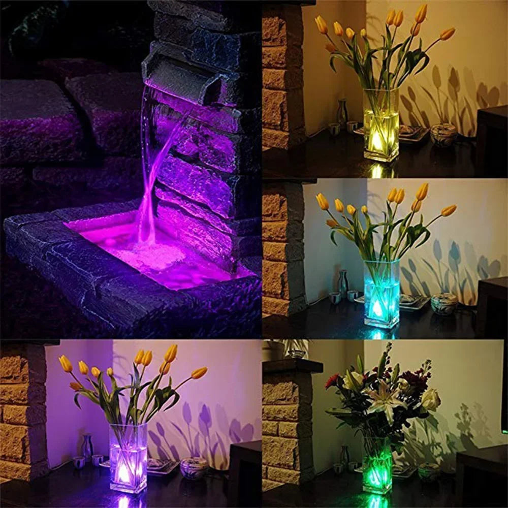 IP68 RGB Submersible Light 21/24key Remote Control Battery Operated Underwater Night Lamp for Swim Pool Outdoor Garden Party