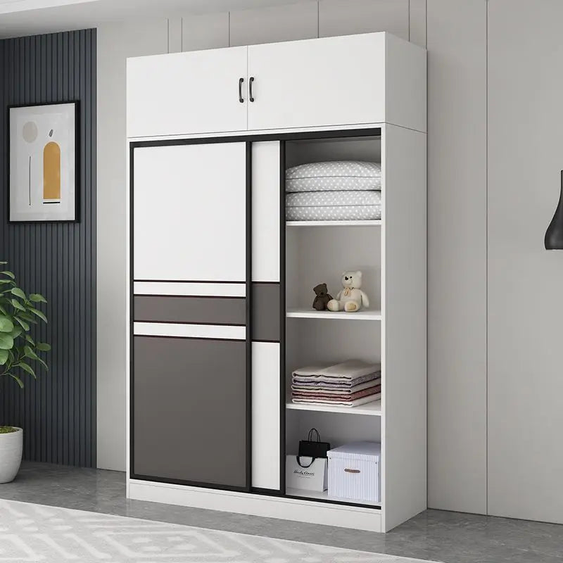 Wardrobe Home Bedroom Simple Assembly Sliding Door Wardrobe Rental Room Children's Modern Simple Small Storage Cabinet