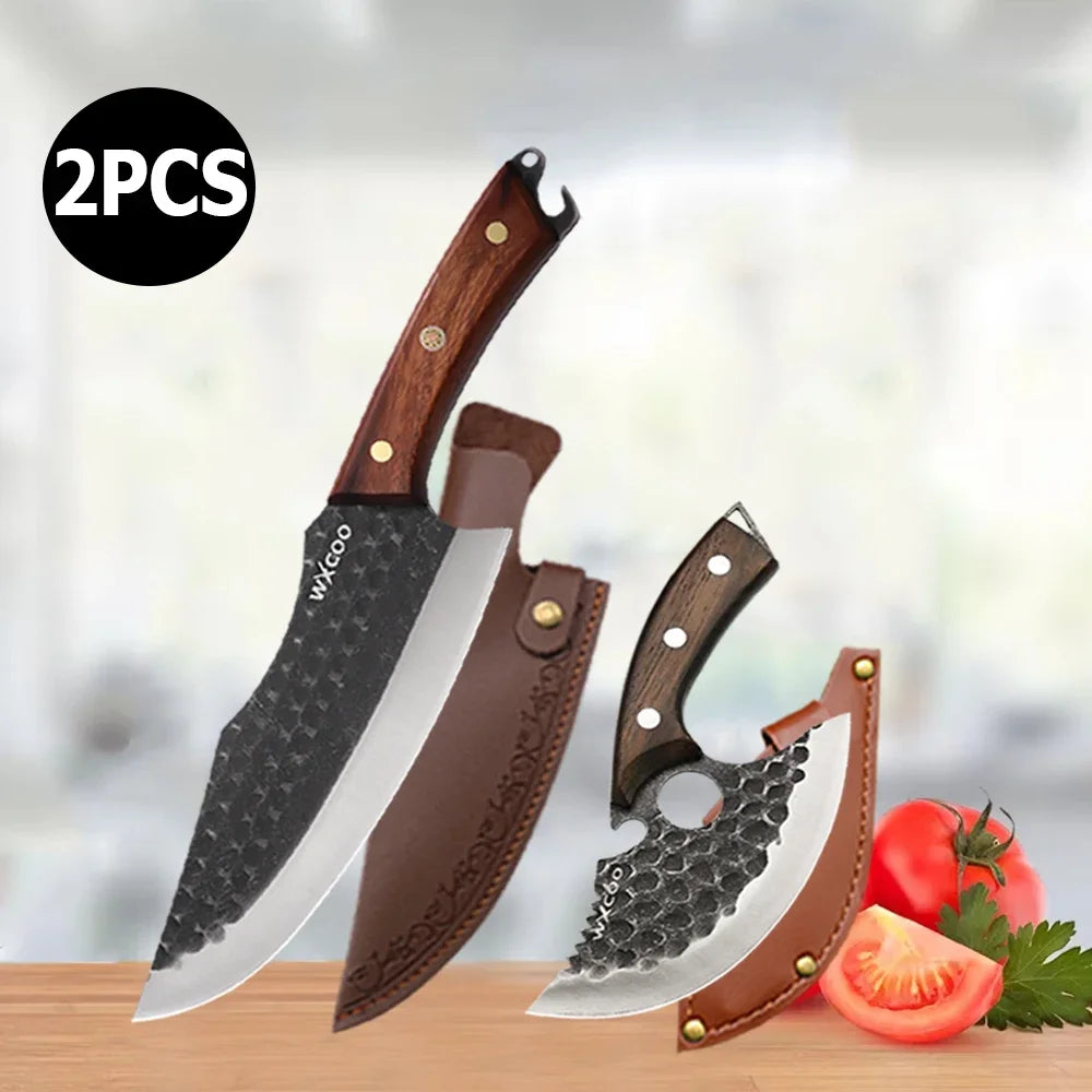 1~4pcs Professional Kitchen Butcher Knife Set for Meat Fish Cleaver Chef 's Knife Hand Forged Boning Knife for Cooking Tool