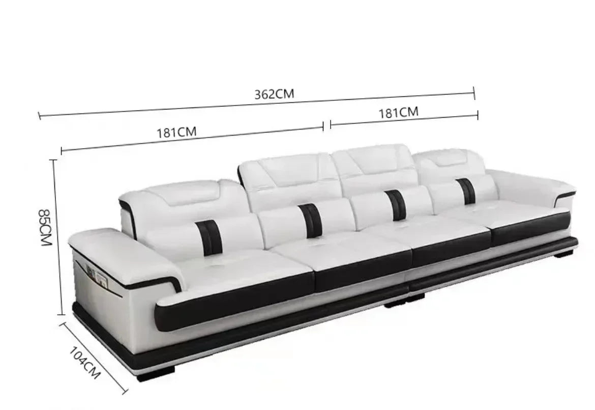 High-quality Durable Living Room Sofa Set Corner Sofa Speaker Real Genuine Cow Leather Sectional Sofas Bluetooth Headrest
