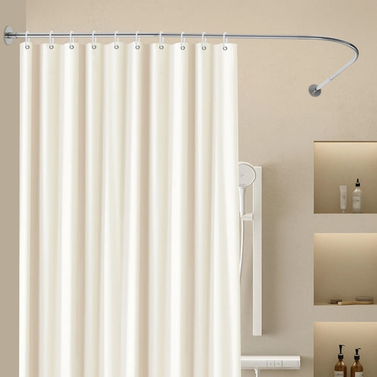 Shower Curtain Rail, Adjustable Shower Curtain Angle Rod, Shower Rod for Bathroom Bathtub