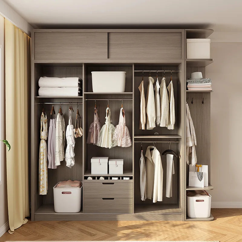 Bedroom Wardrobe Modern Simple Panel Combination Two Door Three Door Sliding Door Large Wardrobe Sliding Wardrobe