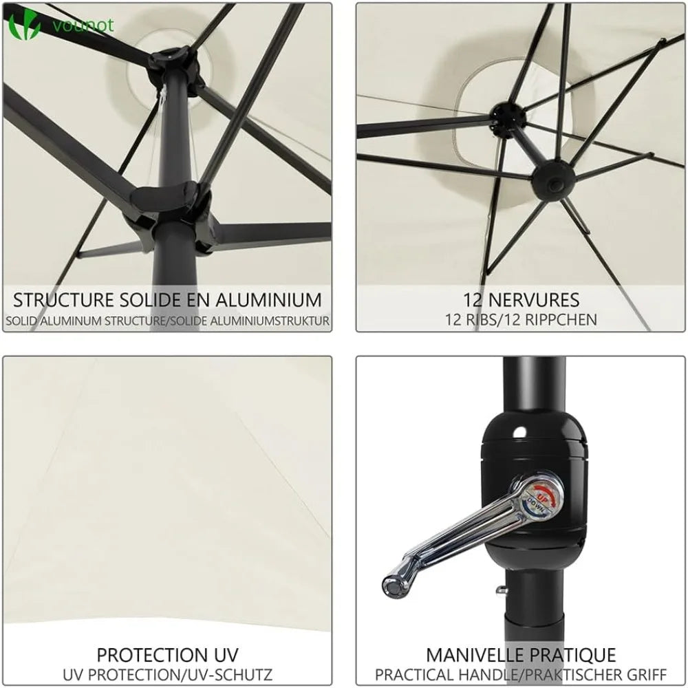 Double Sunshade with Hand Crank, Market Umbrella, Garden Umbrella, Terrace Umbrella, 460 X 270 Cm, Parasol