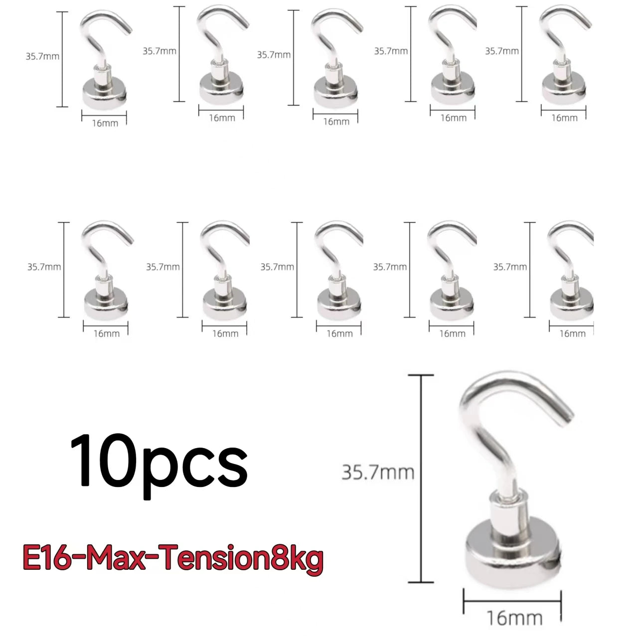 10PCS Strong Magnet Hooks Multi-Purpose Storage Hooks Home Kitchen Bar Key Universal Hooks Bathroom Hangers