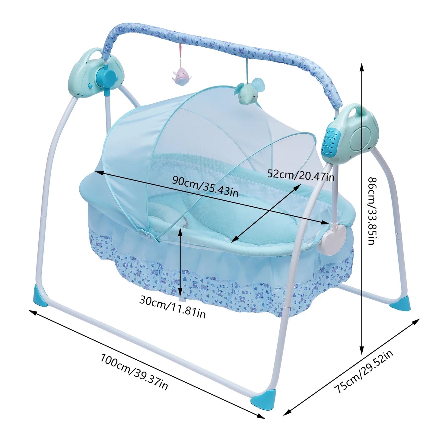 0-18 Months 25kg Electric Baby Crib Cradle Infant Rocker Auto Swing Bed Baby Cradle 5 Gear Speed Adjustment