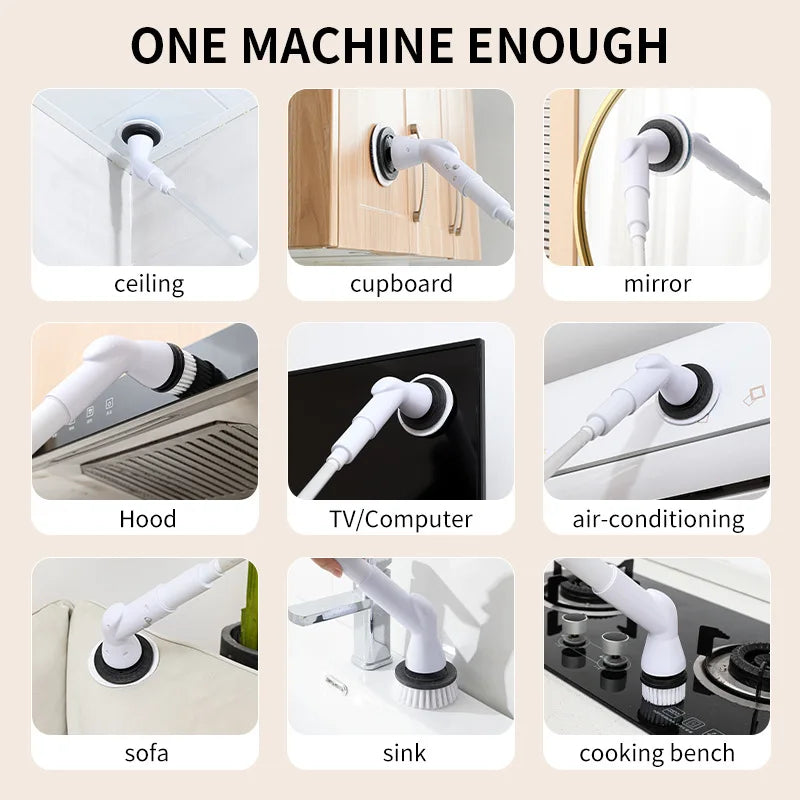 Xiaomi MIJIA 6 in 1 Powerful Electric Cleaning Brush Wireless Spin Scrubber Brush Deep Cleaning Heads For Bathroom Kitchen