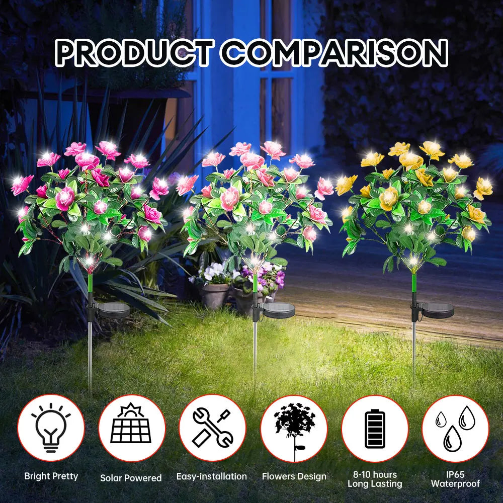 LED Solar Light Waterproof Azalea Solar Flowers Lamp Outdoor Decorative for Garden Yard Lawn Path Lighting Holiday Wedding Decor