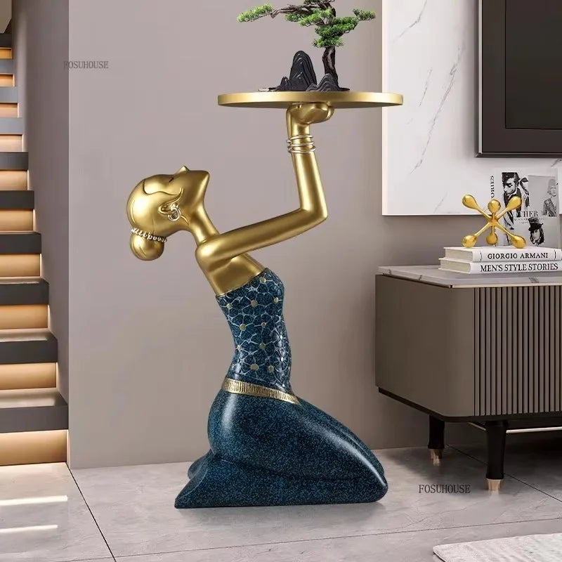 Designer Resin Coffee Tables Light Luxury Floor-standing Ornaments Home Living Room Sofa Side Table Artistic Home Decorations AA