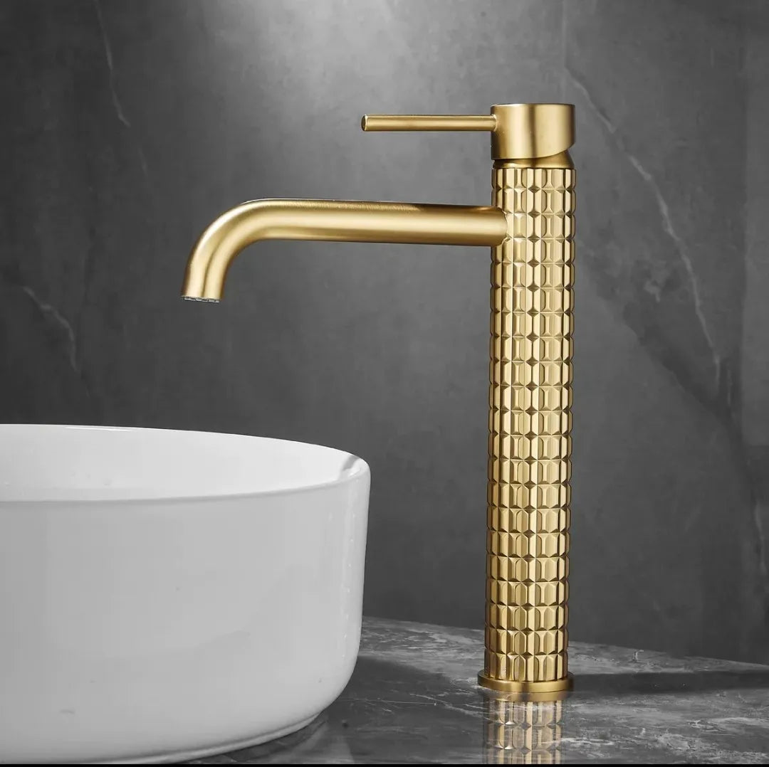 Brass bathroom basin faucet diamond single handle design high-end hotel cold and hot dual control basin high & low faucet