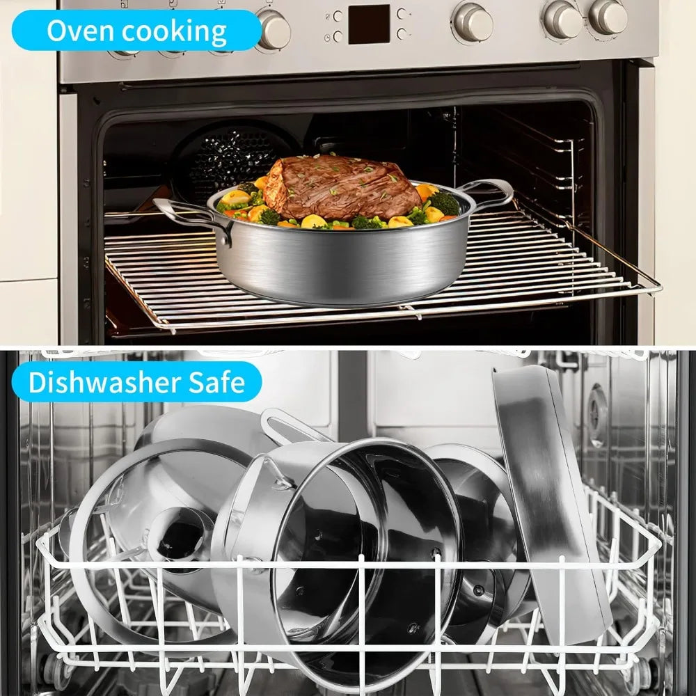 15pcs 3-Ply Stainless Steel Pots and Pans Set Kitchen Cookware Sets with Glass Lids, Stay-Cool Handle, Oven Safe Dishwasher
Kochtöpfe,Topf Set